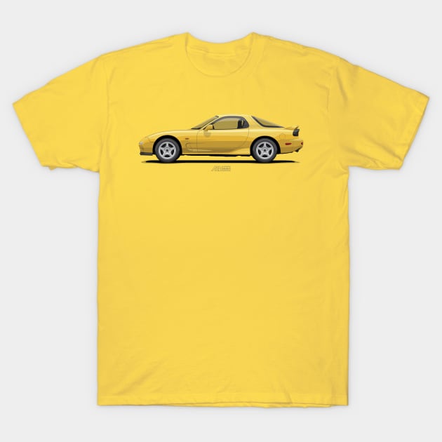 RX7 FD3S Competition Yellow Mica T-Shirt by ARVwerks